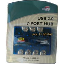 USB-HUB 2.0 7 Port mit Netzteil und Kabel