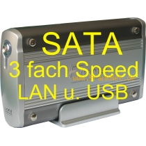 Externe LAN und USB 2.0  Festplatte  500 GB mit SATA Festplatte schneller als IDE LAN Server