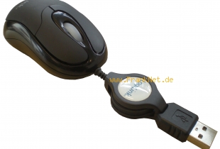 Logilink Mini Maus mit Kabelaufroller f�r Notebooks