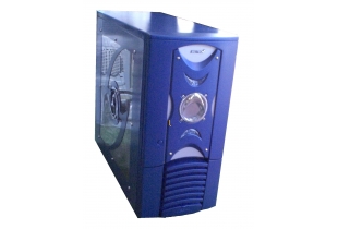 Modding Midi Tower mit Plexiglas Seitenteil blau